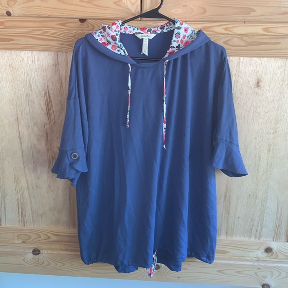 Matilda Jane “let’s go” blue hooded pullover sweatshirt top size L - Picture 3 of 8